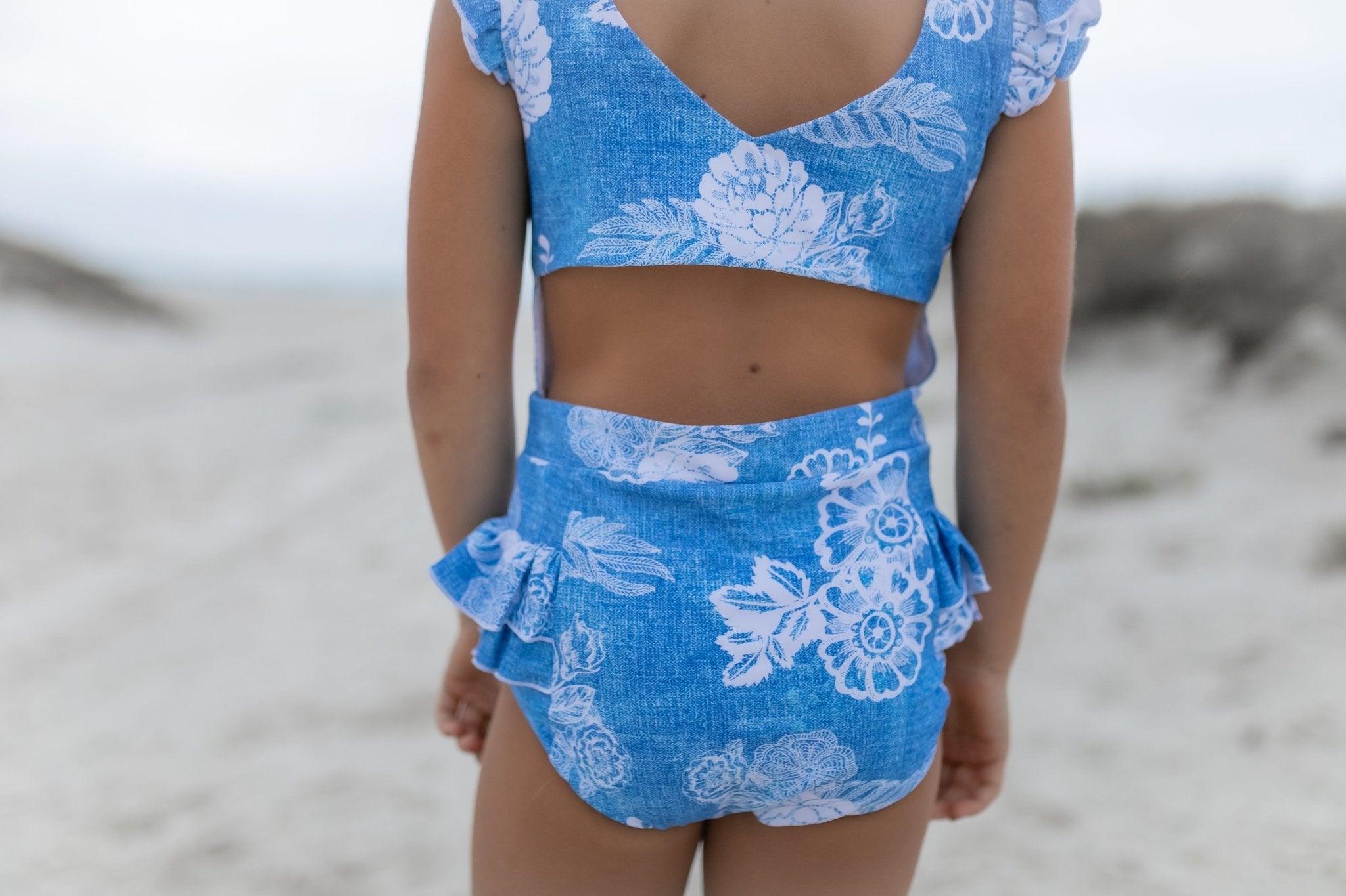 Denim Floral One Piece Swimsuit - Tenth &amp; Pine - Swimsuit - 4 - Oopsie Daisy