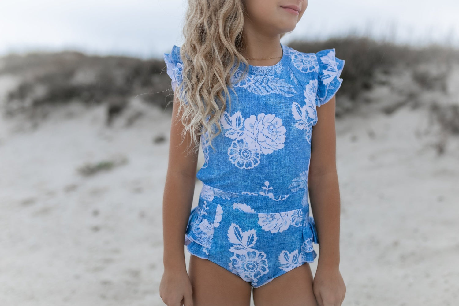 Denim Floral One Piece Swimsuit - Tenth &amp; Pine - Swimsuit - 4 - Oopsie Daisy