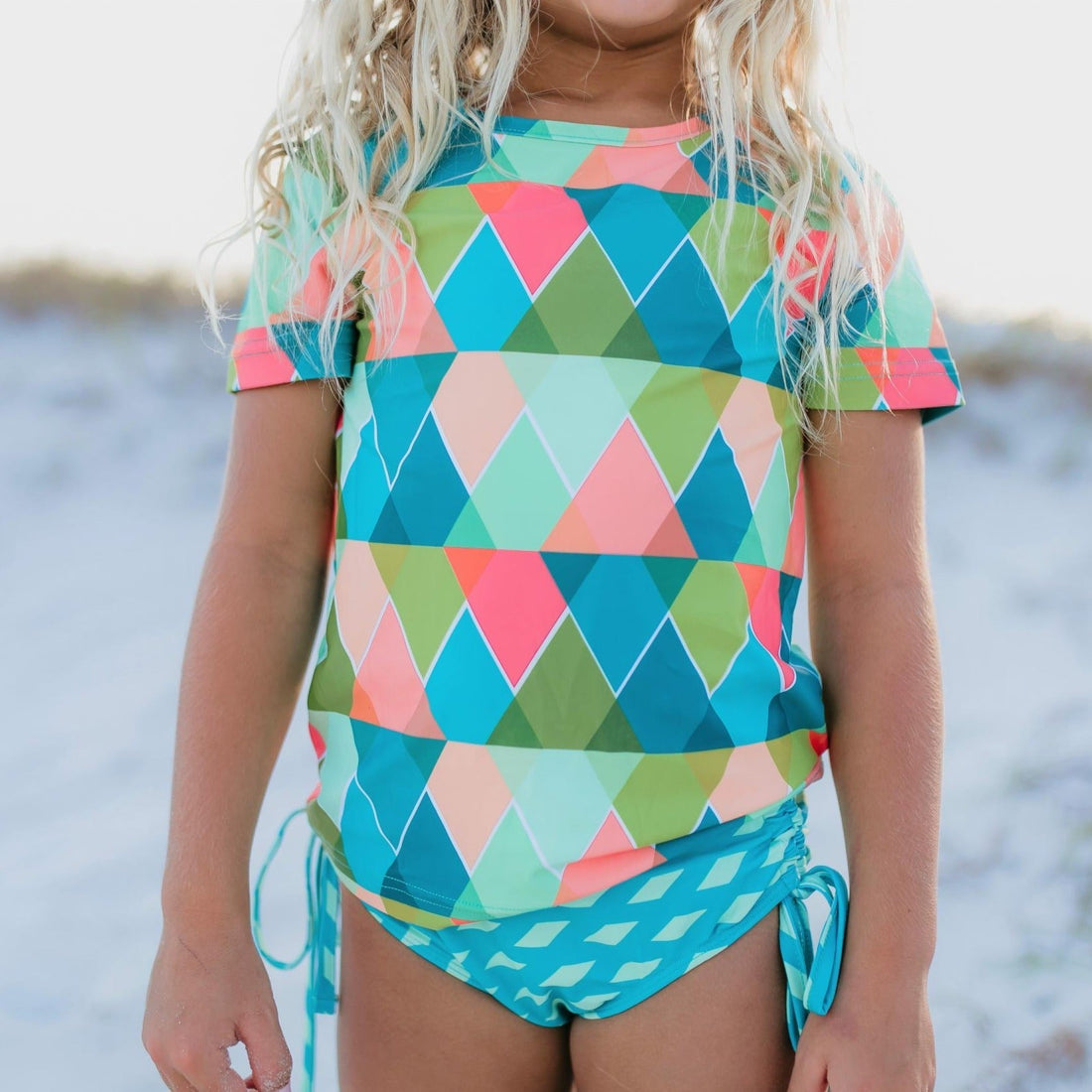 Diamond Rash Guard Swimsuit - Tenth & Pine - Swimsuit - 3 - Oopsie Daisy