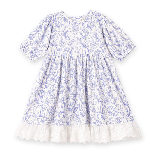 Easter Bunny Toile Bamboo Dress - Tenth & Pine - Baby Girl Clothes - 12 - 18M - Dress