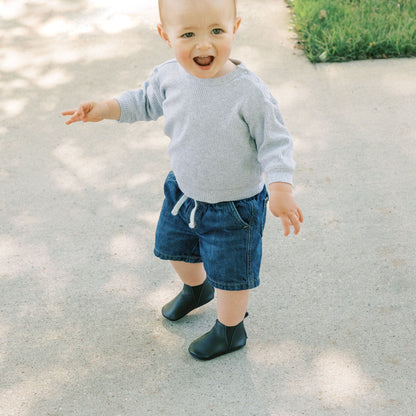 Ebony Chelsea Boot Baby Shoe - Tenth &amp; Pine - Chelsea Boot - Soft Sole - 1