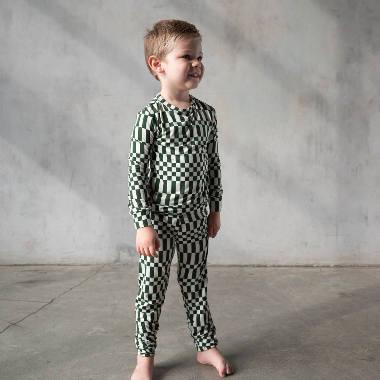 Everyday Check | Bamboo Two Piece Set (Green Check) - Tenth &amp; Pine - Apparel - 18 - 24M