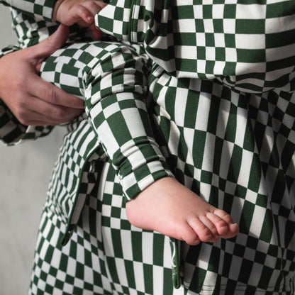 Everyday Check | Bamboo Zip Romper (Green Check) - Tenth &amp; Pine - Apparel - Newborn