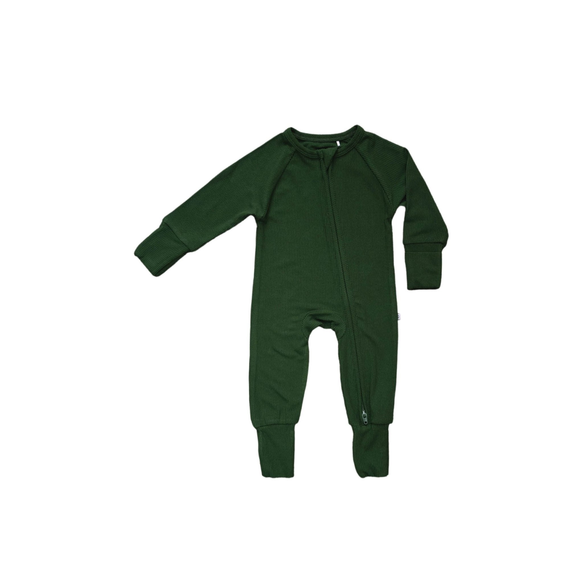 Everyday Green | Ribbed Bamboo Zip Romper - Tenth &amp; Pine - Apparel - Newborn