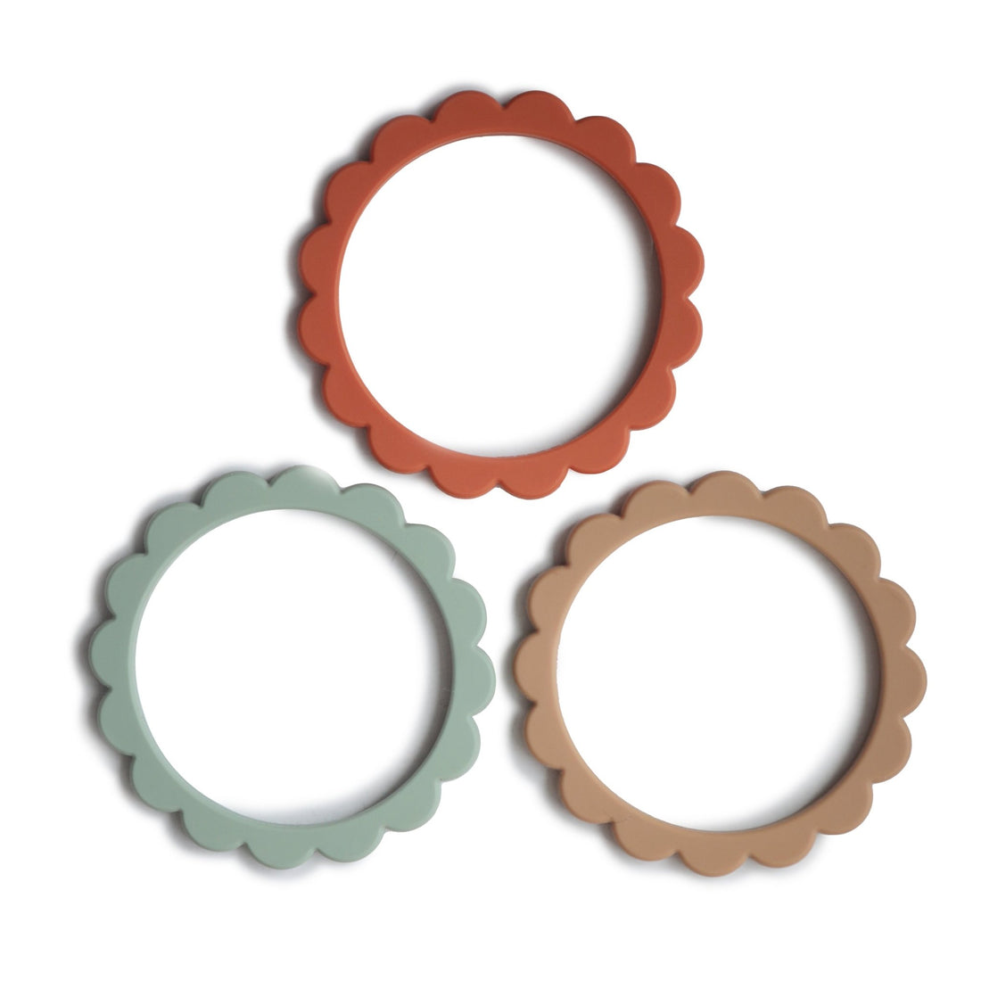 Flower Teether Bracelet - Tenth &amp; Pine - teether - Cambridge Blue/Clementine/Natural