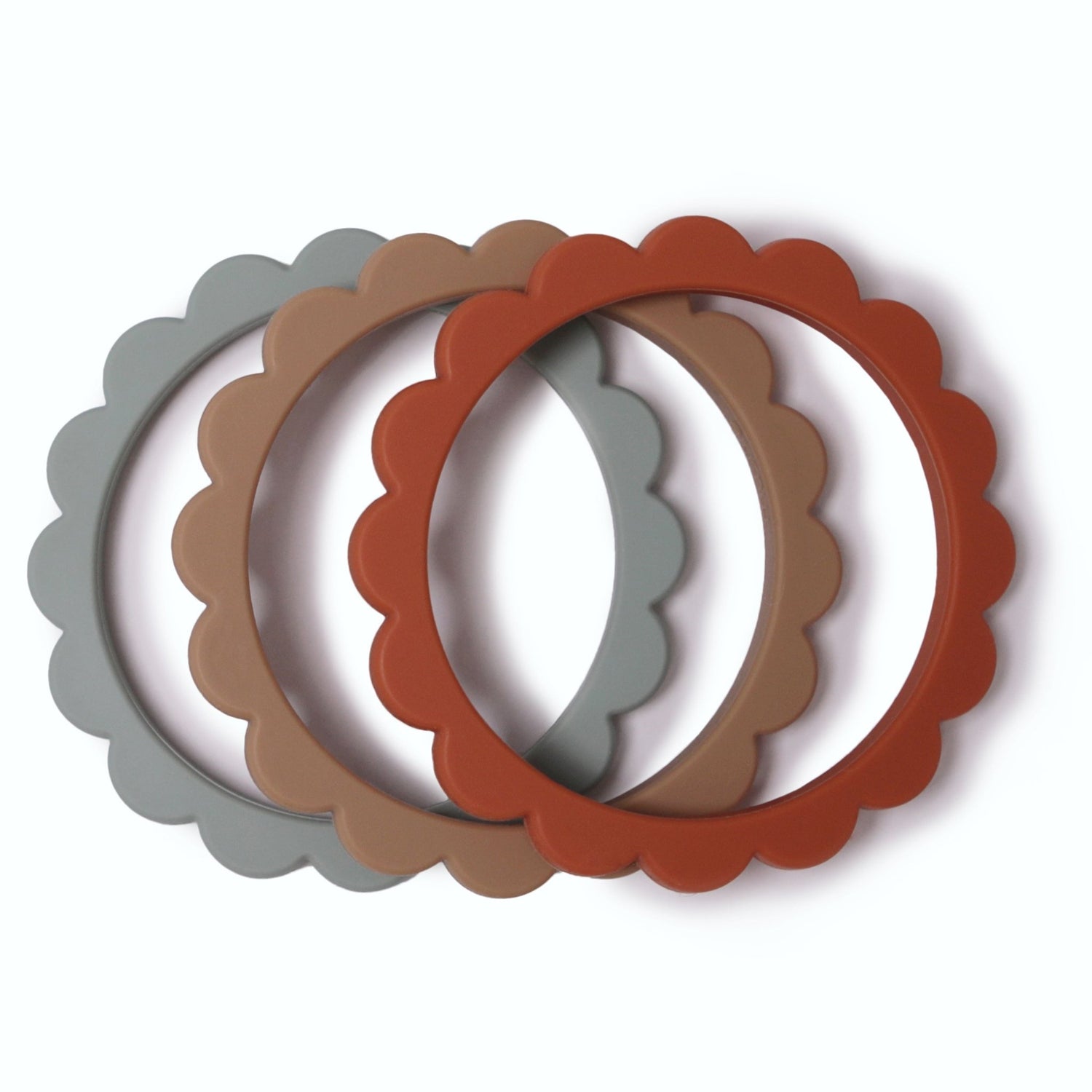 Flower Teether Bracelet - Tenth &amp; Pine - teether - Cambridge Blue/Clementine/Natural
