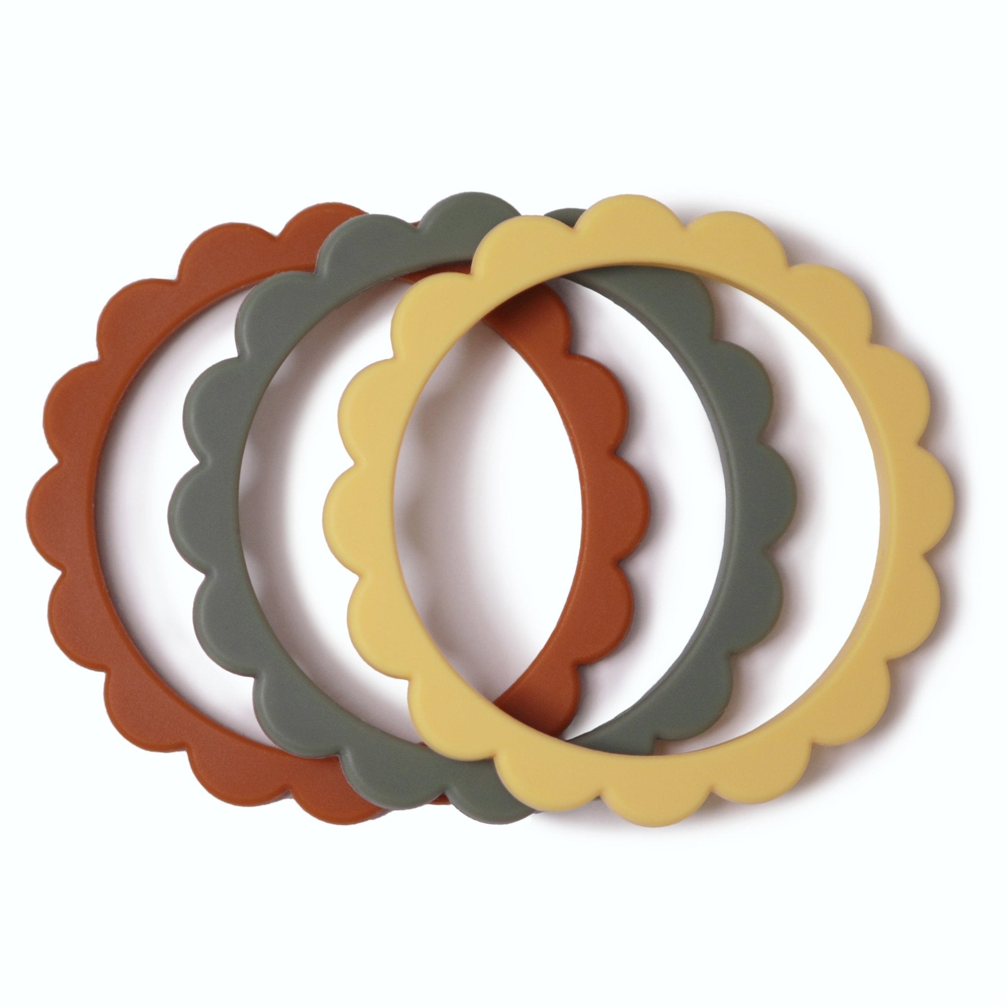 Flower Teether Bracelet - Tenth &amp; Pine - teether - Cambridge Blue/Clementine/Natural