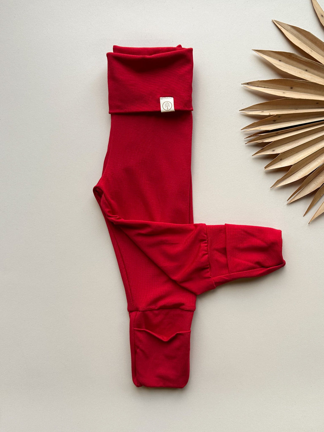 Fold - Over Footie Leggings | Baby &amp; Toddler | Luxury Bamboo | Red - Tenth &amp; Pine - Bamboo Leggings