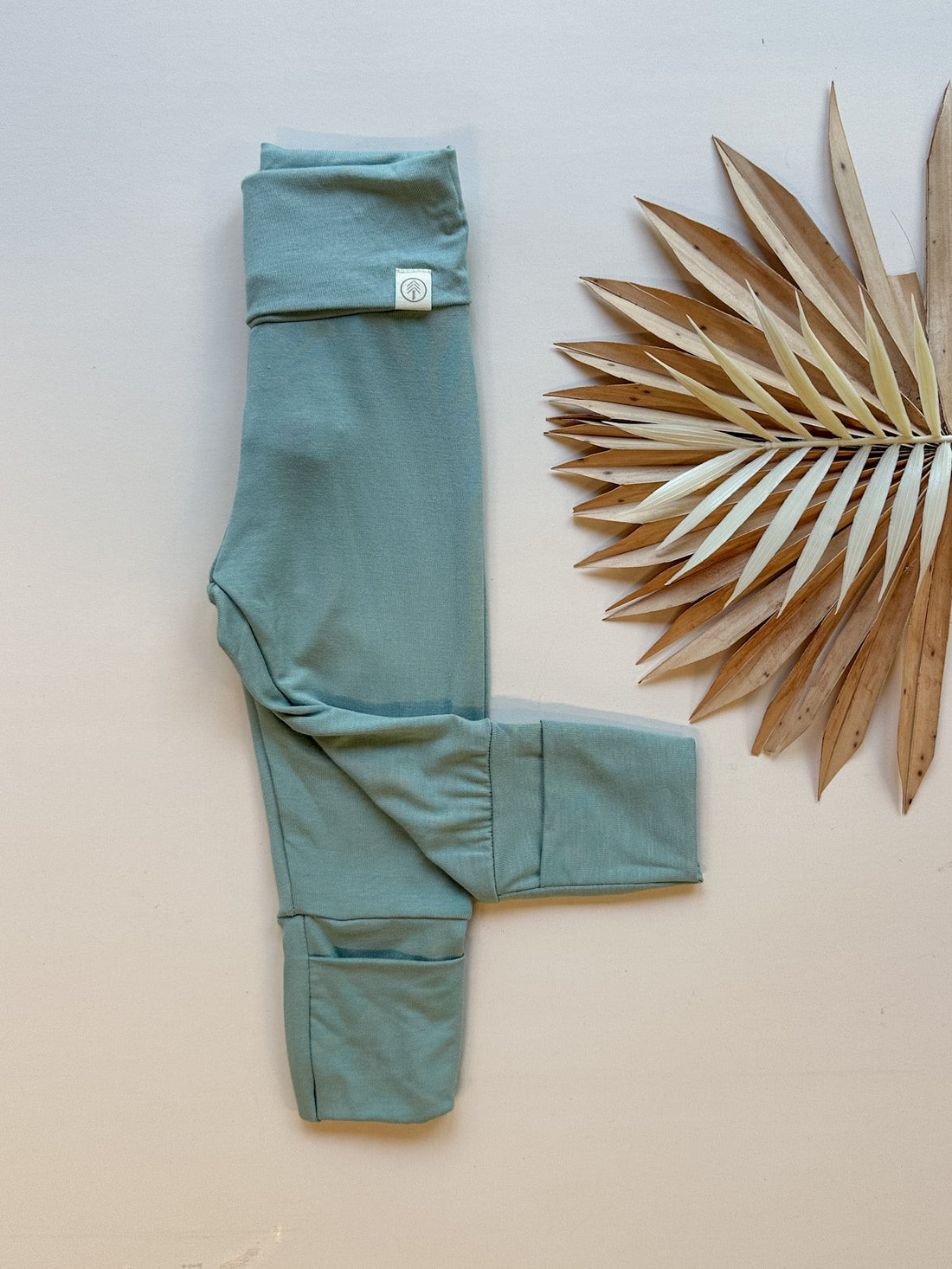 Fold - Over Footie Leggings | Baby &amp; Toddler | Luxury Bamboo | Seafoam - Tenth &amp; Pine - Leggings