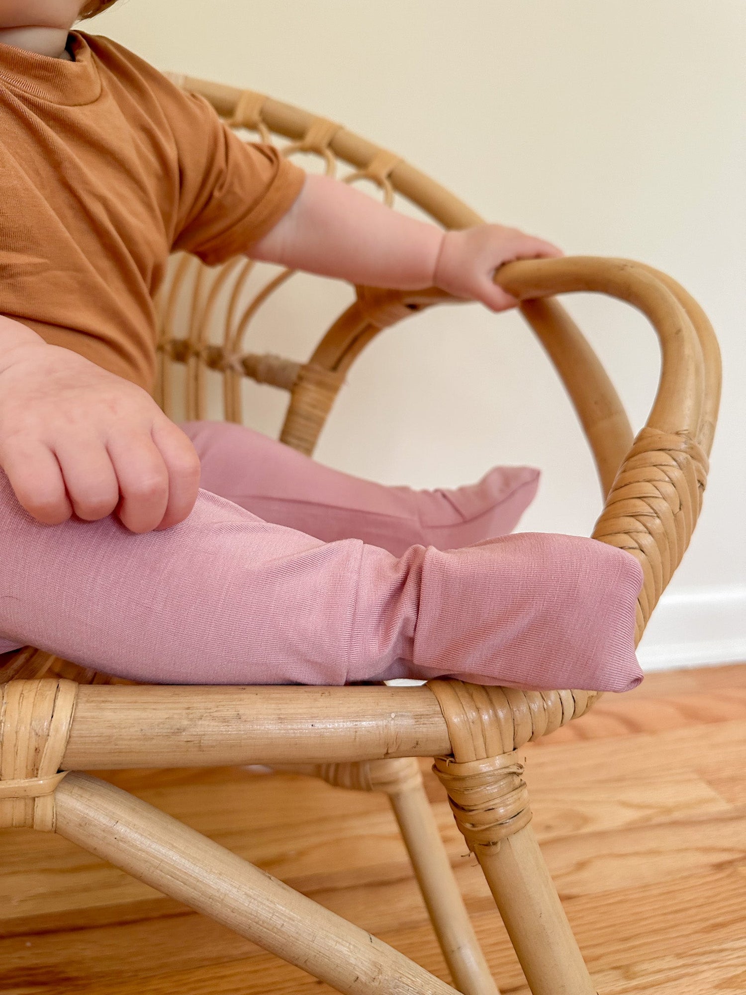 Fold Over Leggings and Short Sleeve Tee Set | Dusty Pink | Luxury Bamboo - Tenth &amp; Pine - Leggings + Tee Set