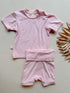 Fold Over Shorties and Short Sleeve Tee Set | Rose Pink | Luxury Bamboo - Tenth & Pine - BAMBOO OUTFIT