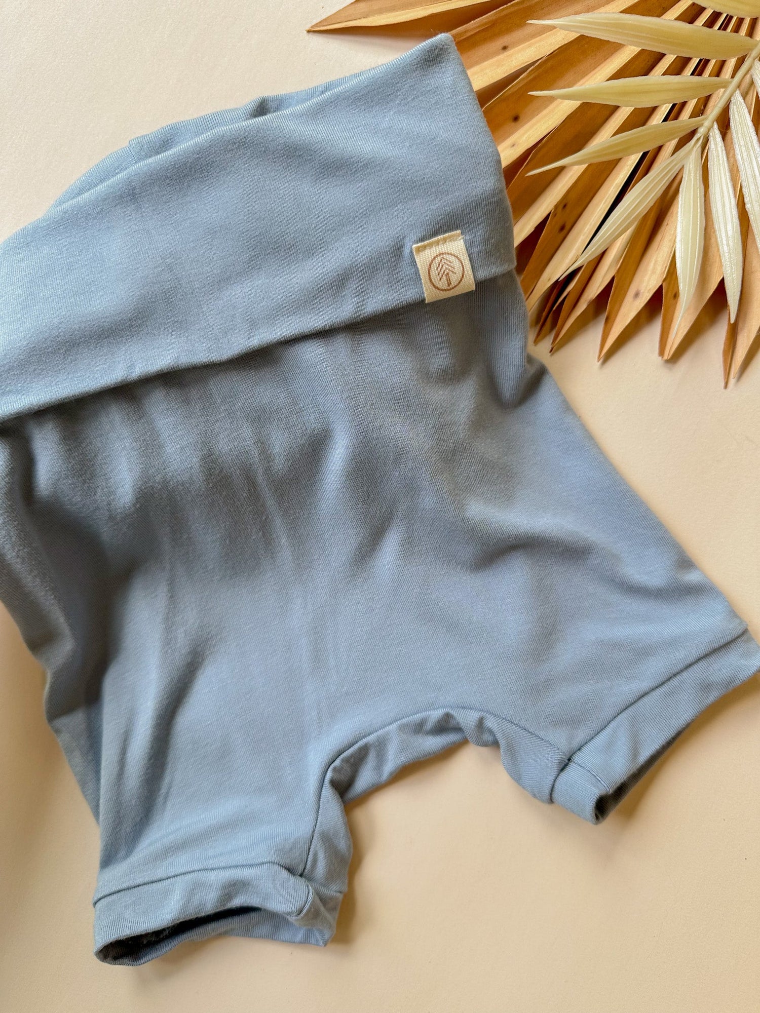 Fold - Over Shorties | Baby &amp; Toddler | Luxury Bamboo | Dusty Blue - Tenth &amp; Pine - Shorts