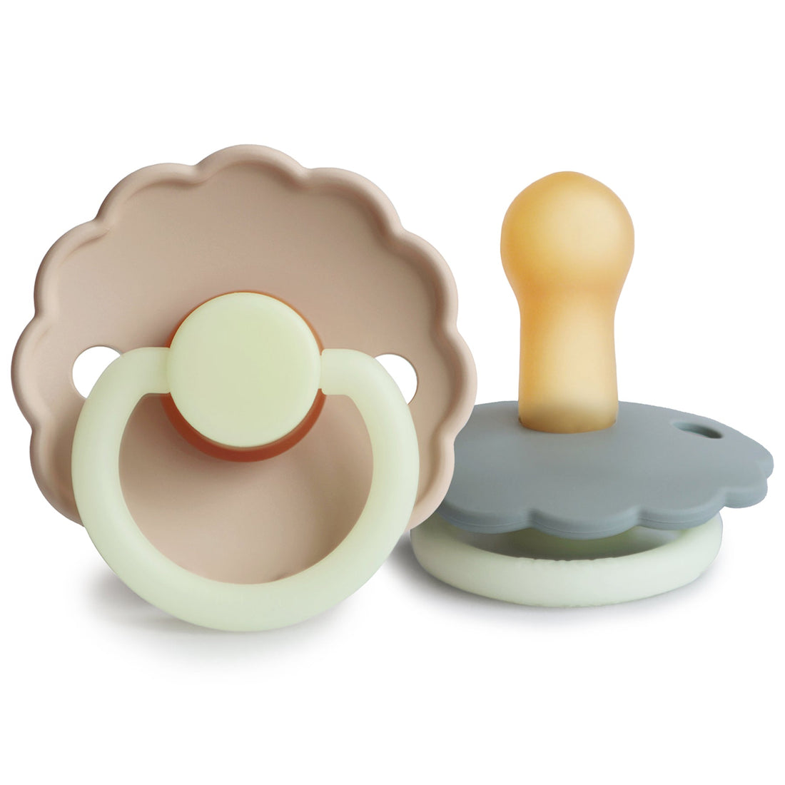 FRIGG Daisy Night Natural Rubber Pacifier 2 - Pack - Tenth &amp; Pine - FRIGG PACIFIERS - 6 - 18 months - French Gray/Croissant