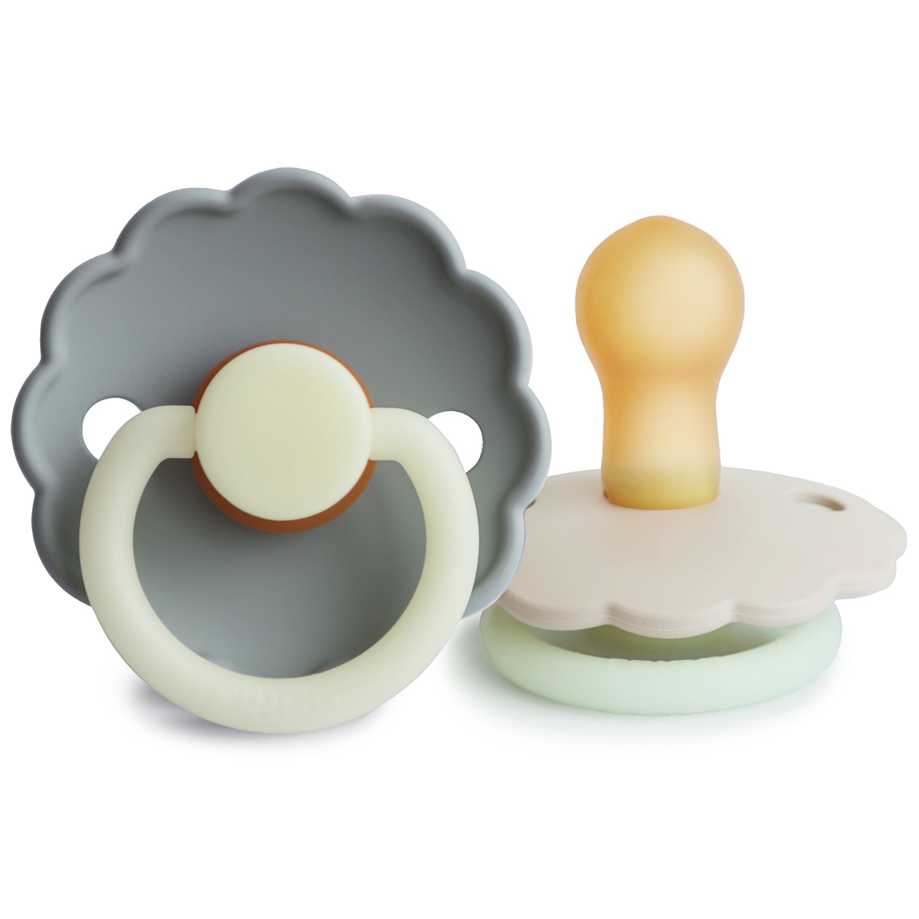 FRIGG Daisy Night Natural Rubber Pacifier 2 - Pack - Tenth &amp; Pine - FRIGG PACIFIERS - 6 - 18 months - Blush/Cream