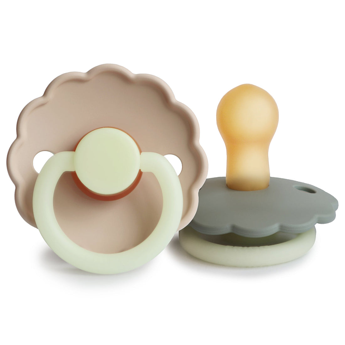 FRIGG Daisy Night Natural Rubber Pacifier 2 - Pack - Tenth &amp; Pine - FRIGG PACIFIERS - 0 - 6 months - Portobello/Croissant