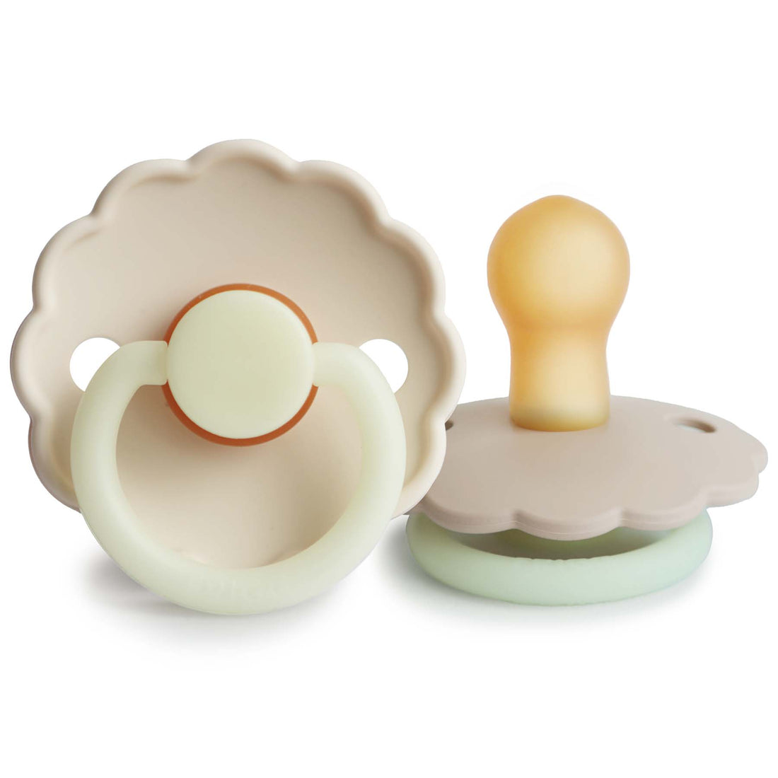 FRIGG Daisy Night Natural Rubber Pacifier 2 - Pack - Tenth &amp; Pine - FRIGG PACIFIERS - 0 - 6 months - Croissant/Cream