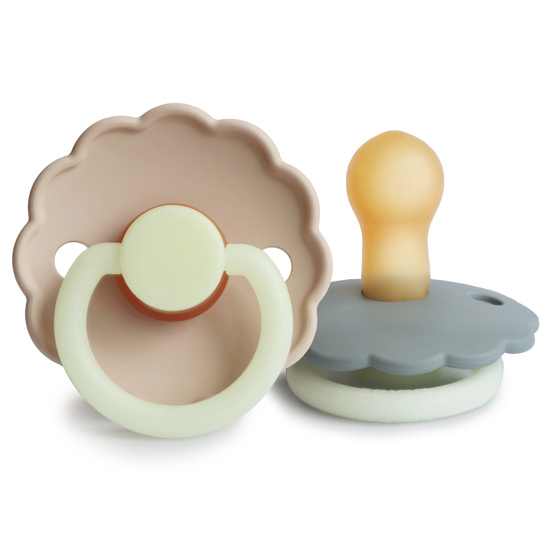 FRIGG Daisy Night Natural Rubber Pacifier 2 - Pack - Tenth &amp; Pine - FRIGG PACIFIERS - 0 - 6 months - French Gray/Croissant