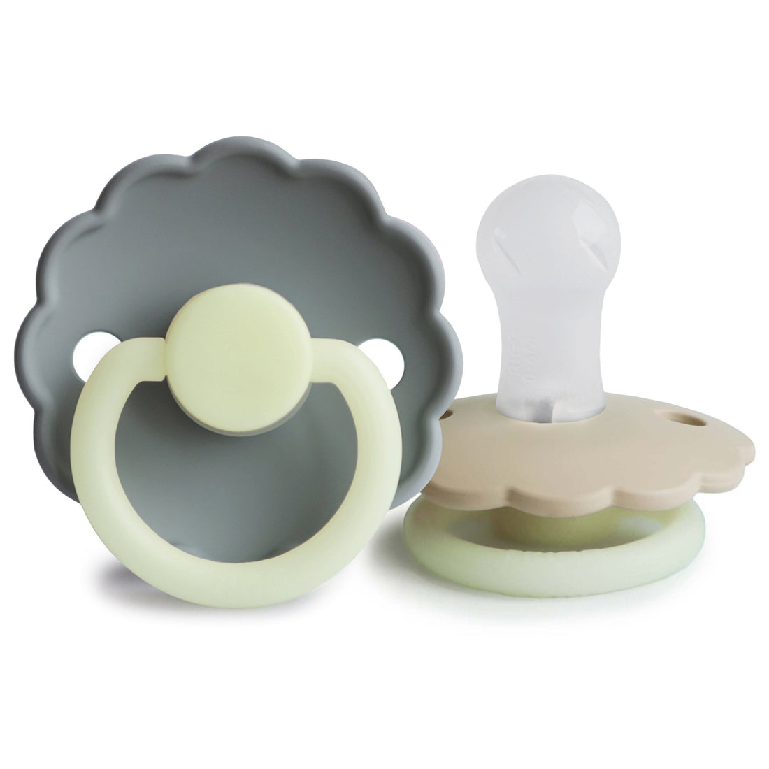 FRIGG Daisy Night Silicone Pacifier 2 - Pack - Tenth &amp; Pine - FRIGG PACIFIERS - 0 - 6 months - French Gray/Croissant