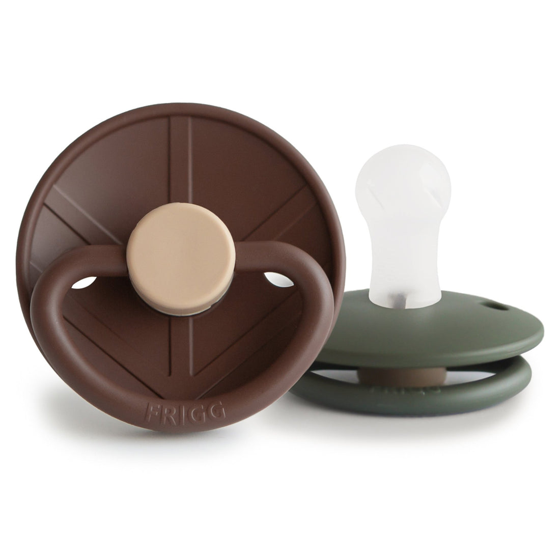 FRIGG Little Viking Silicone 2 - Pack - Tenth &amp; Pine - Pacifiers &amp; Teethers - 0 - 6 months - Cocoa/Olive