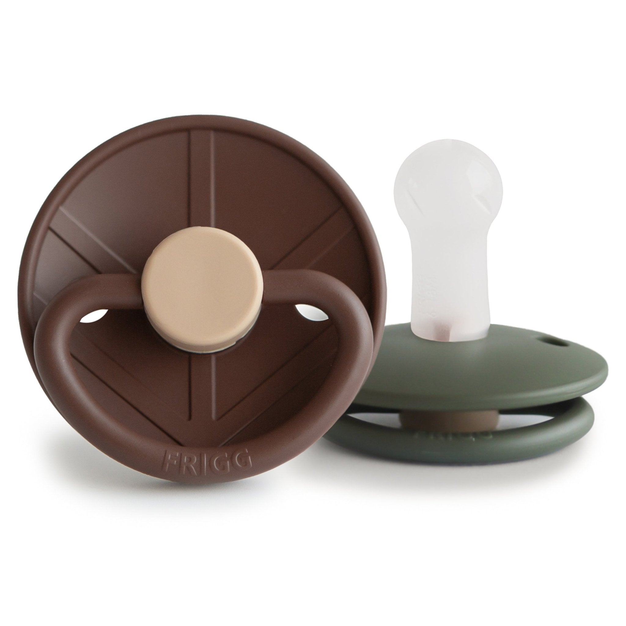 FRIGG Little Viking Silicone 2 - Pack - Tenth &amp; Pine - Pacifiers &amp; Teethers - 6 - 18 months - Cocoa/Olive