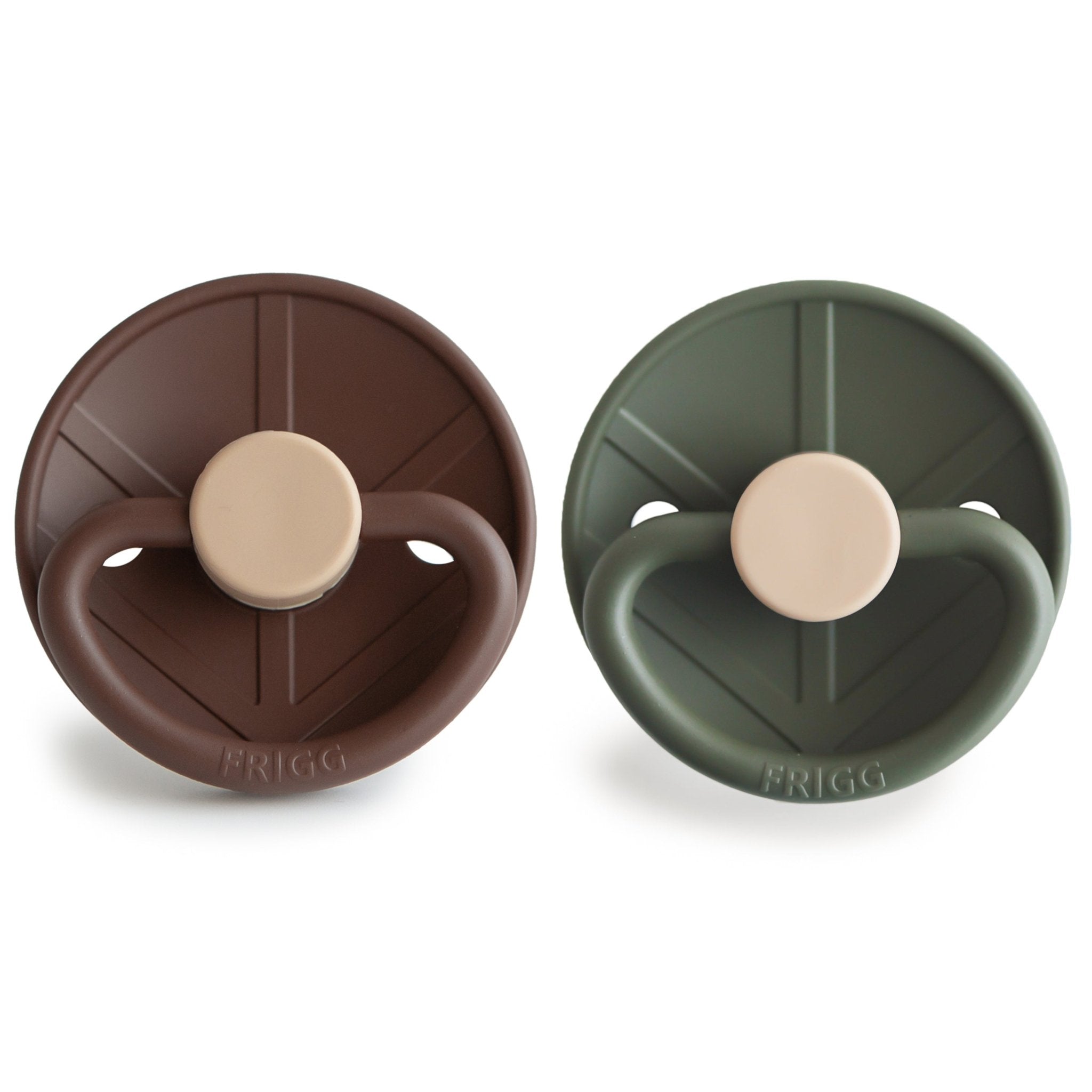 FRIGG Little Viking Silicone 2 - Pack - Tenth &amp; Pine - Pacifiers &amp; Teethers - 6 - 18 months - Cocoa/Olive