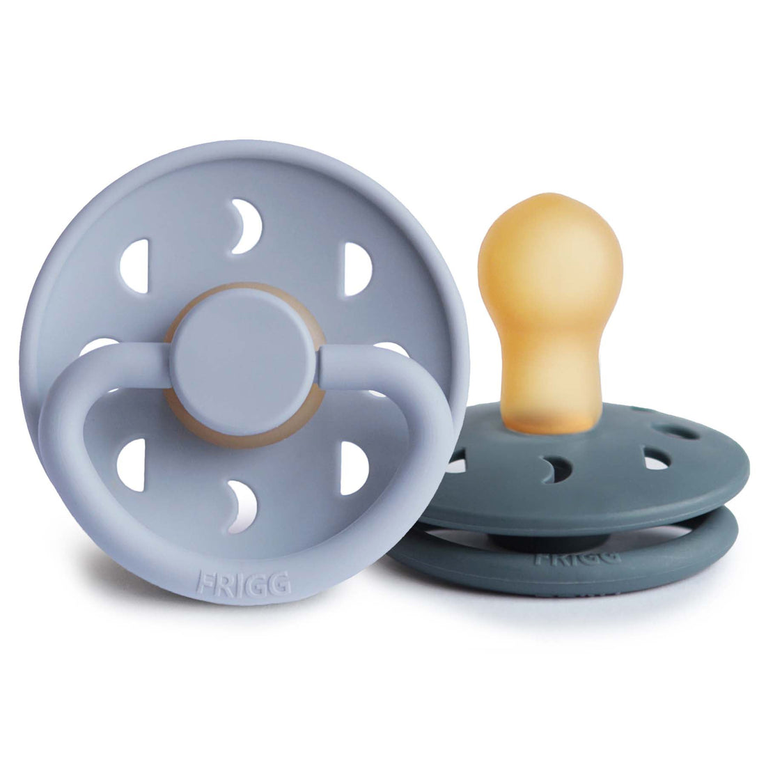 FRIGG Moon Natural Rubber Pacifier 2 - Pack - Tenth &amp; Pine - FRIGG PACIFIERS - 0 - 6 months - Powder Blue/Slate