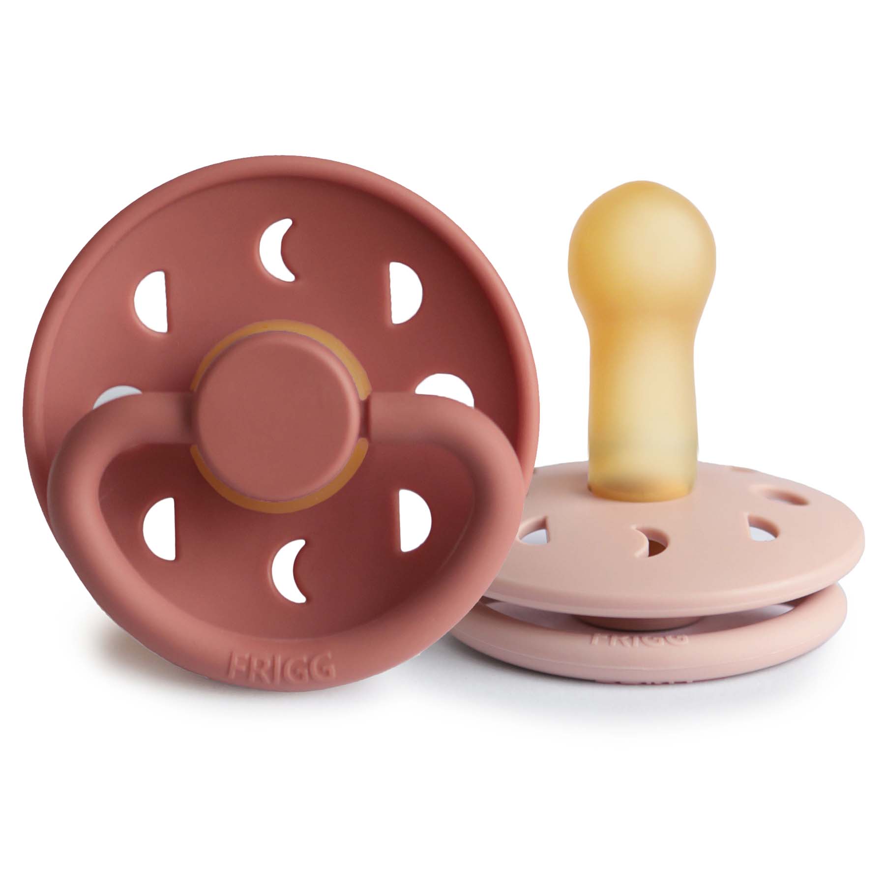 FRIGG Moon Natural Rubber Pacifier 2 - Pack - Tenth &amp; Pine - FRIGG PACIFIERS - 6 - 18 months - Blush/Powder Blush