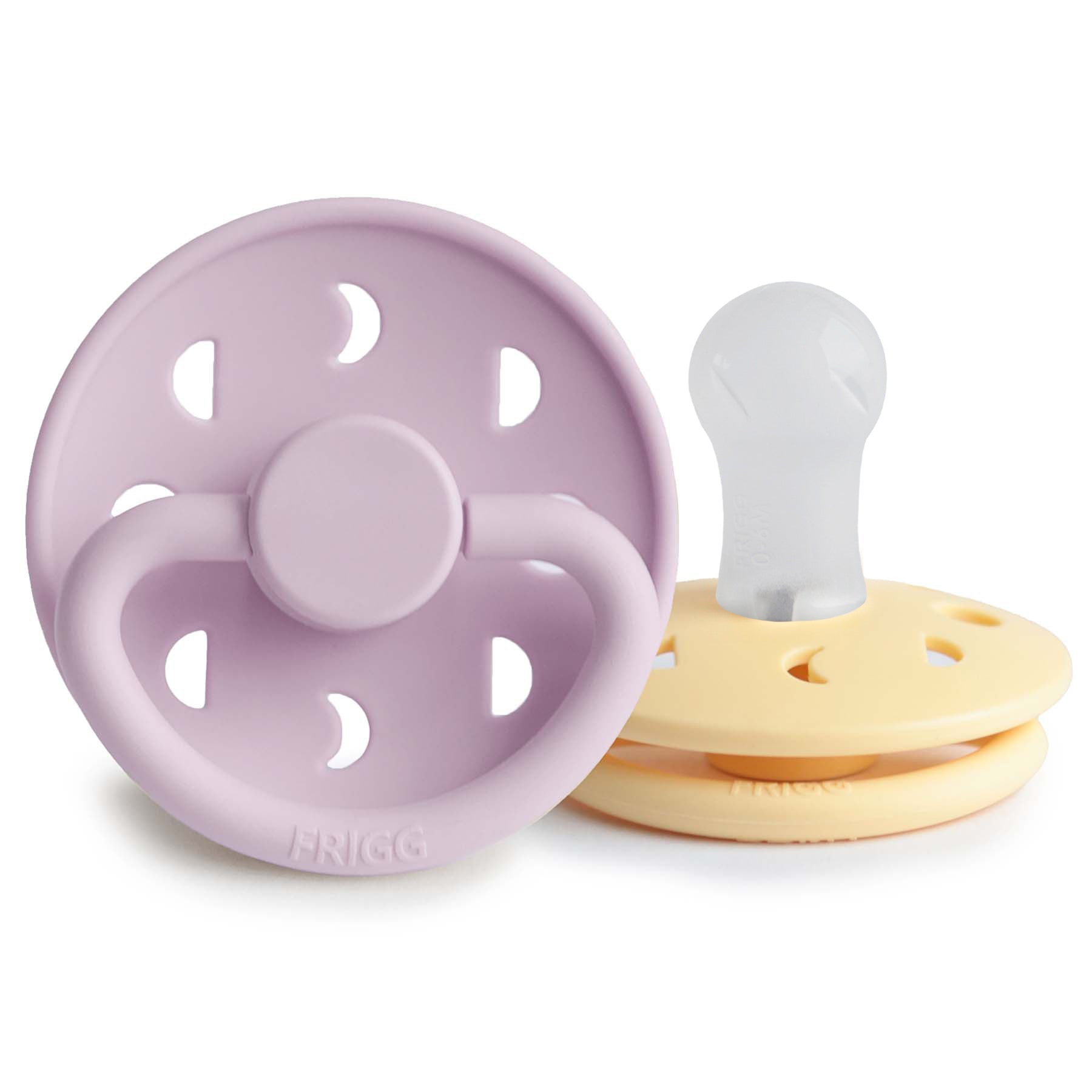 FRIGG Moon Silicone Pacifier 2 - Pack - Tenth &amp; Pine - FRIGG PACIFIERS - 0 - 6 months - Soft Lilac/Daffodil