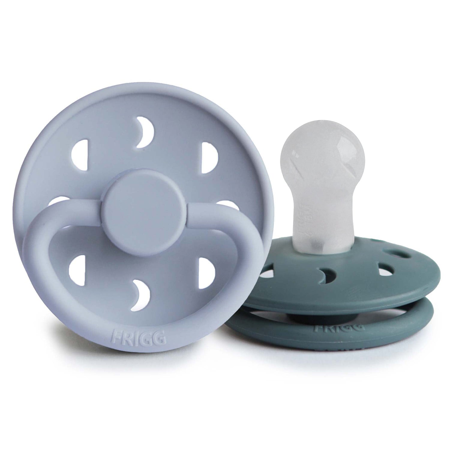 FRIGG Moon Silicone Pacifier 2 - Pack - Tenth &amp; Pine - FRIGG PACIFIERS - 0 - 6 months - Powder Blue/Slate