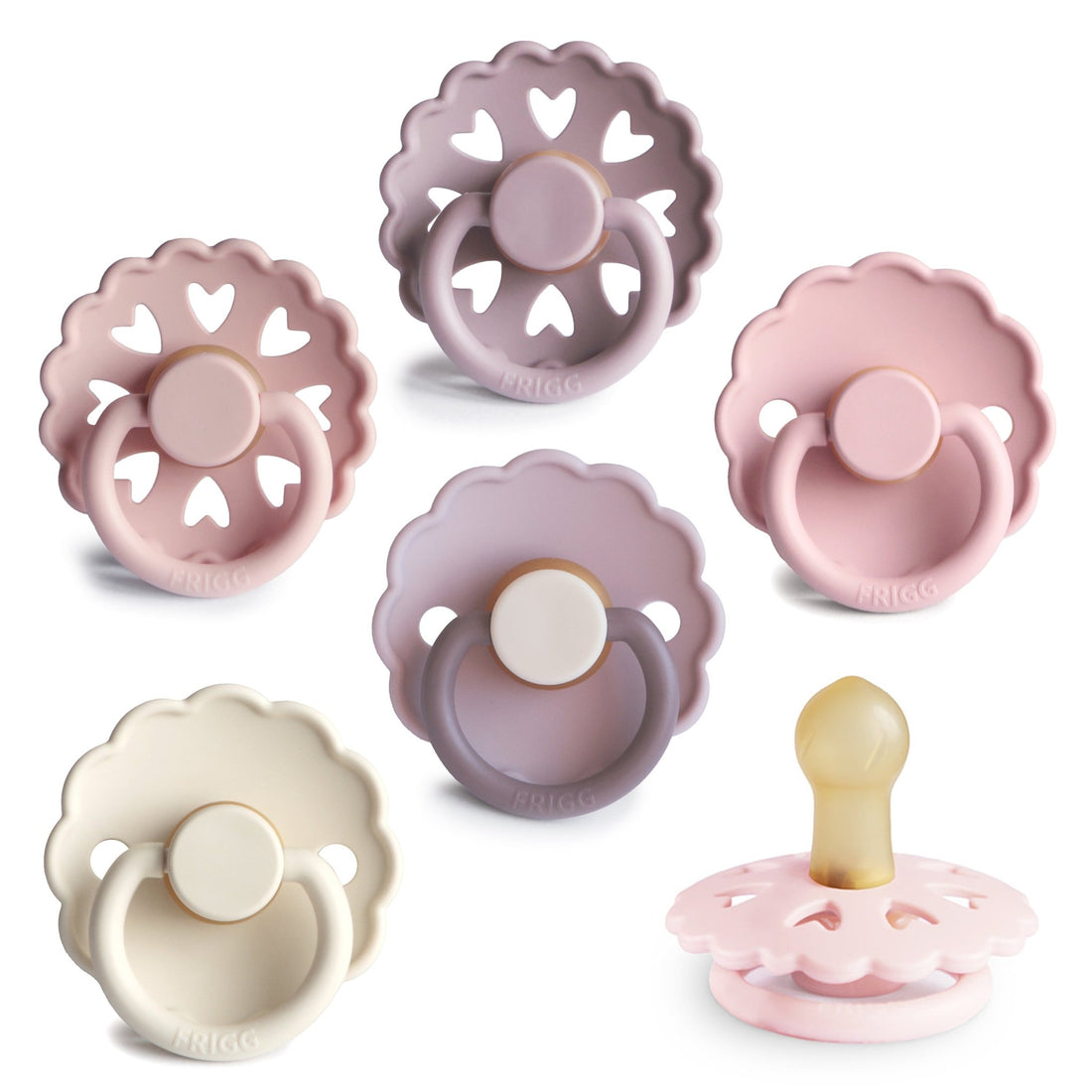 FRIGG Natural Rubber 6 - Pack - Tenth &amp; Pine - FRIGG PACIFIERS - 0 - 6 Months - Blooming Love