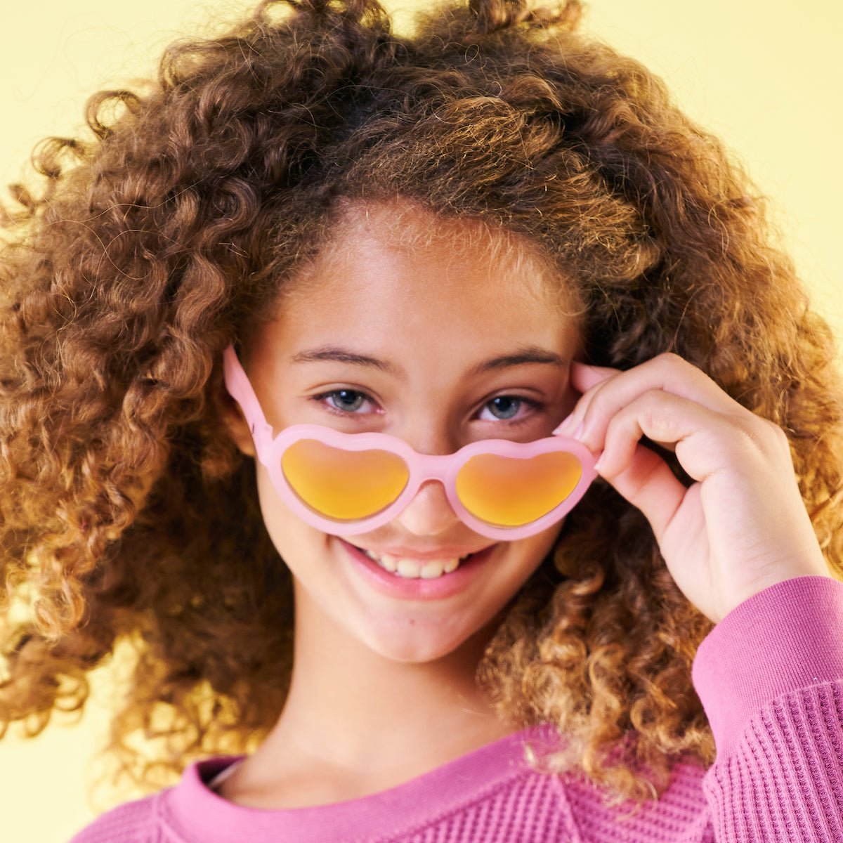 Frosted Pink Heart | Purple Polarized Mirrored Lenses - Tenth & Pine - Sunglasses - Ages 0 - 2 - Polarized - Babiators Sunglasses