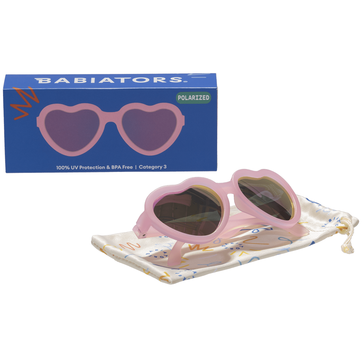 Frosted Pink Heart | Purple Polarized Mirrored Lenses - Tenth & Pine - Sunglasses - Ages 0 - 2 - Polarized - Babiators Sunglasses