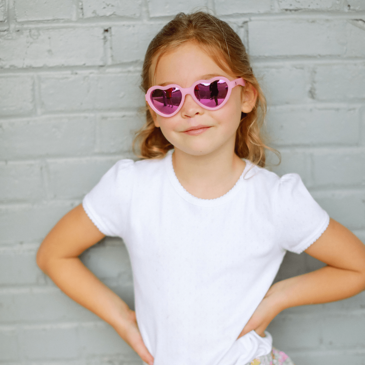 Frosted Pink Heart | Purple Polarized Mirrored Lenses - Tenth & Pine - Sunglasses - Ages 0 - 2 - Polarized - Babiators Sunglasses
