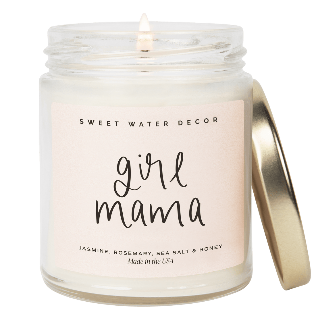 Girl Mama Soy Candle - Clear Jar - 9 oz (Wildflowers and Salt) - Tenth &amp; Pine - Candles - 