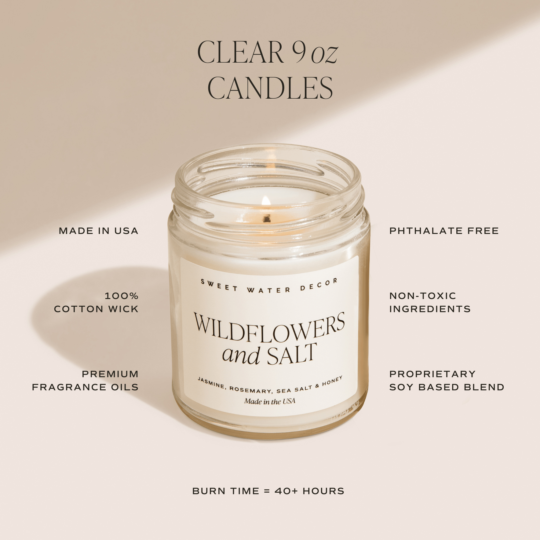 Girl Mama Soy Candle - Clear Jar - 9 oz (Wildflowers and Salt) - Tenth &amp; Pine - Candles - 