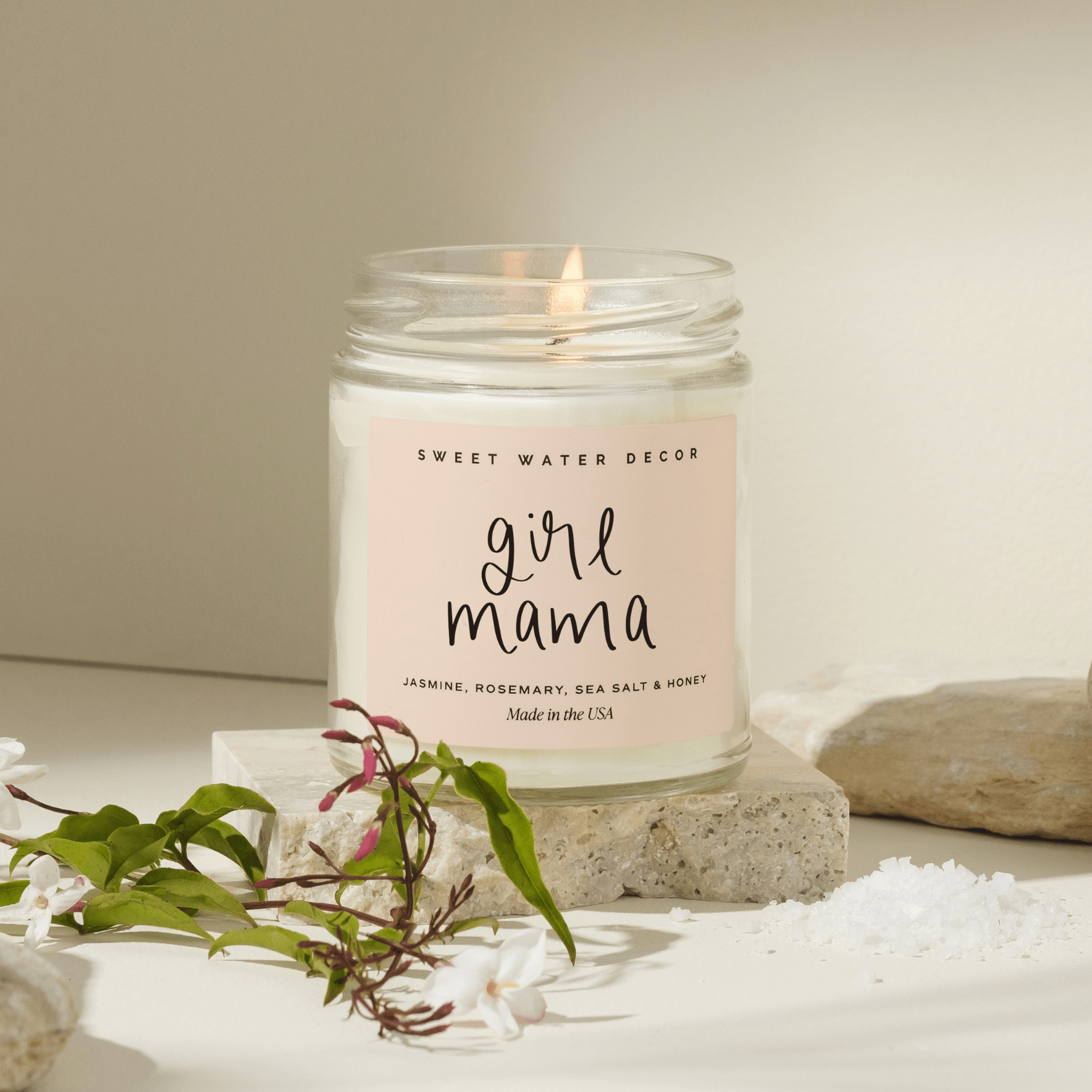 Girl Mama Soy Candle - Clear Jar - 9 oz (Wildflowers and Salt) - Tenth & Pine - Candles - 