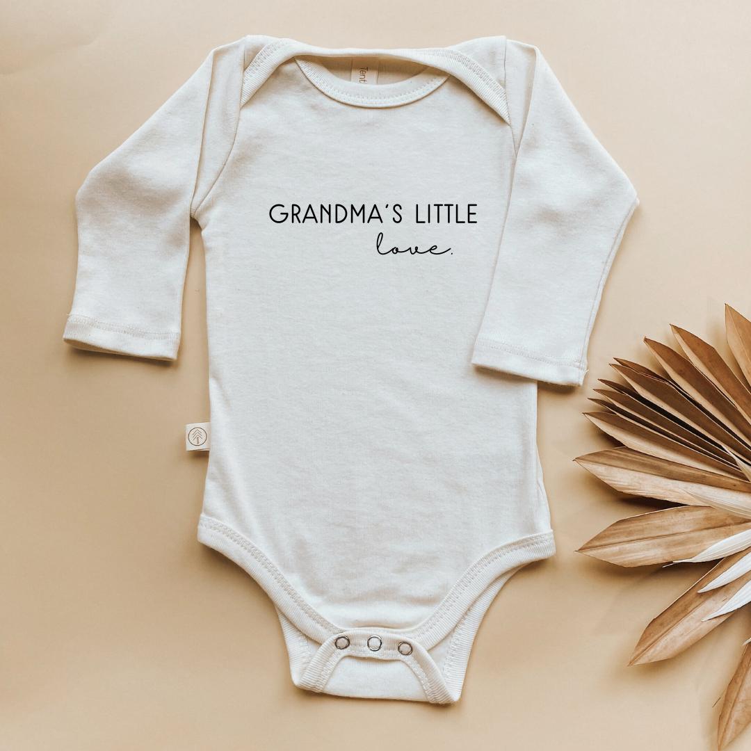 Grandma's Little Love Long Sleeve Onesie®, Baby, Girl, Boy, Infant, Newborn, Organic Bodysuit, One Piece, Unisex, Gender Neutral, Grandma - Tenth & Pine - Bodysuits - 6 - 12 months