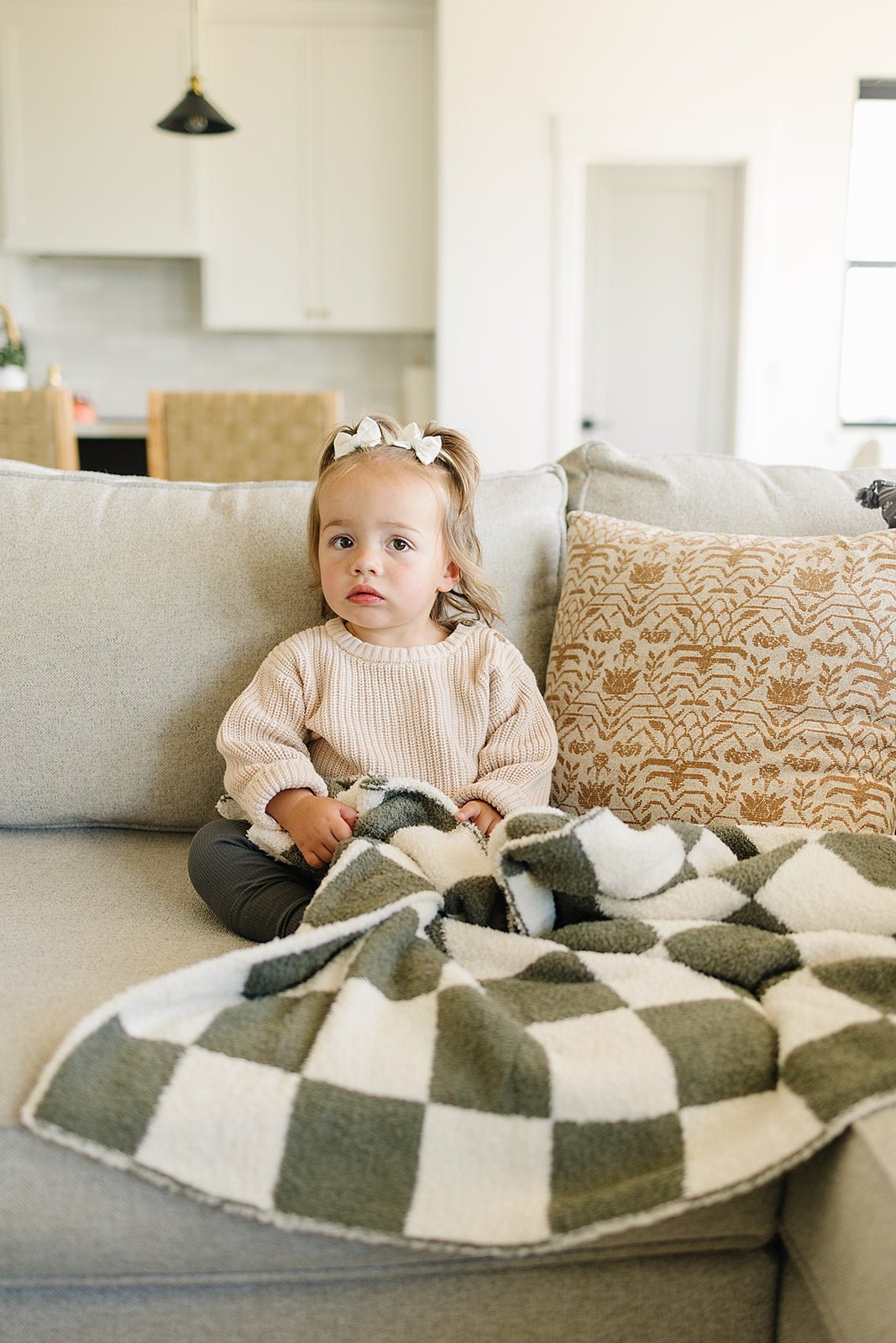 Green Checkered Plush Blanket - Tenth &amp; Pine - Lovey 15X20