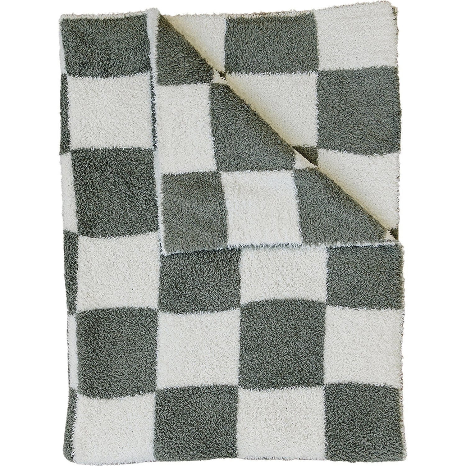 Green Checkered Plush Blanket - Tenth &amp; Pine - Lovey 15X20