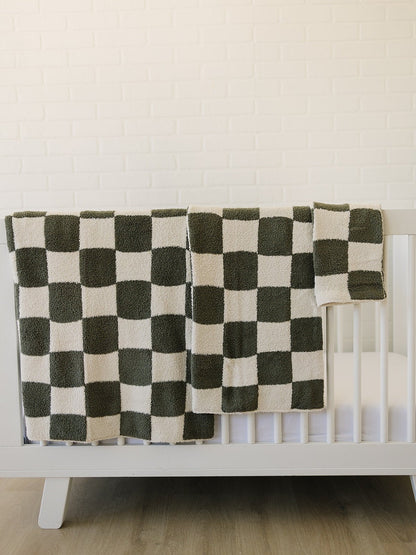 Green Checkered Plush Blanket - Tenth &amp; Pine - Lovey 15X20