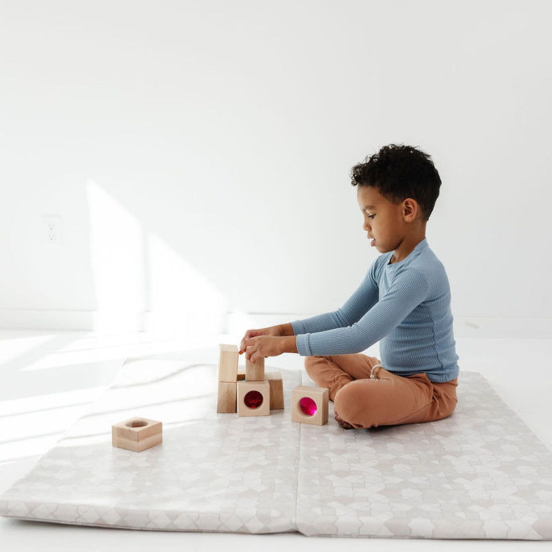 Grey Mosaic Vegan Leather Mat - Tenth & Pine - Vegan Leather Padded Mat - Standard