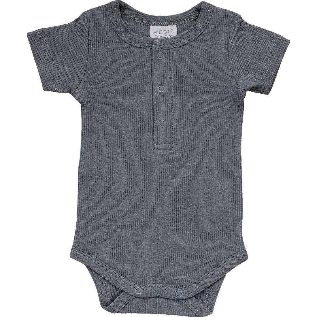 Grey Organic Cotton Ribbed Snap Bodysuit - Tenth & Pine - NB - Mebie Baby