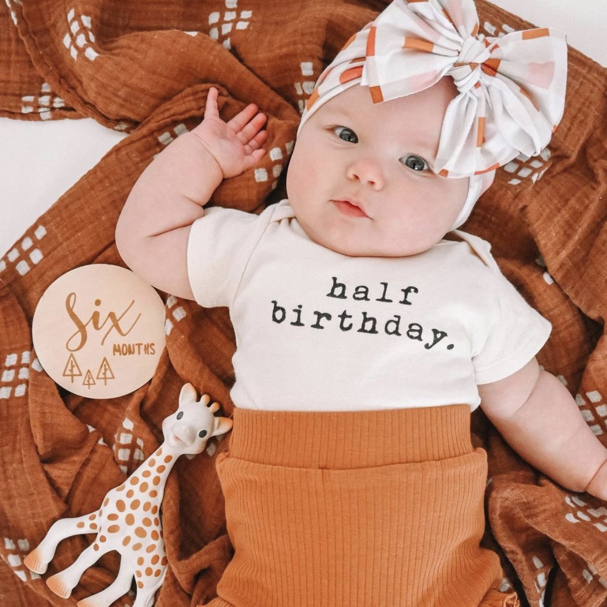 Half Birthday Organic Baby Bodysuit | 6-Month Outfit | Tenth & Pine Black / 6-12M Half Birthday Organic Baby Bodysuit | 6-Month Outfit | Tenth & Pine Black / 6-12M