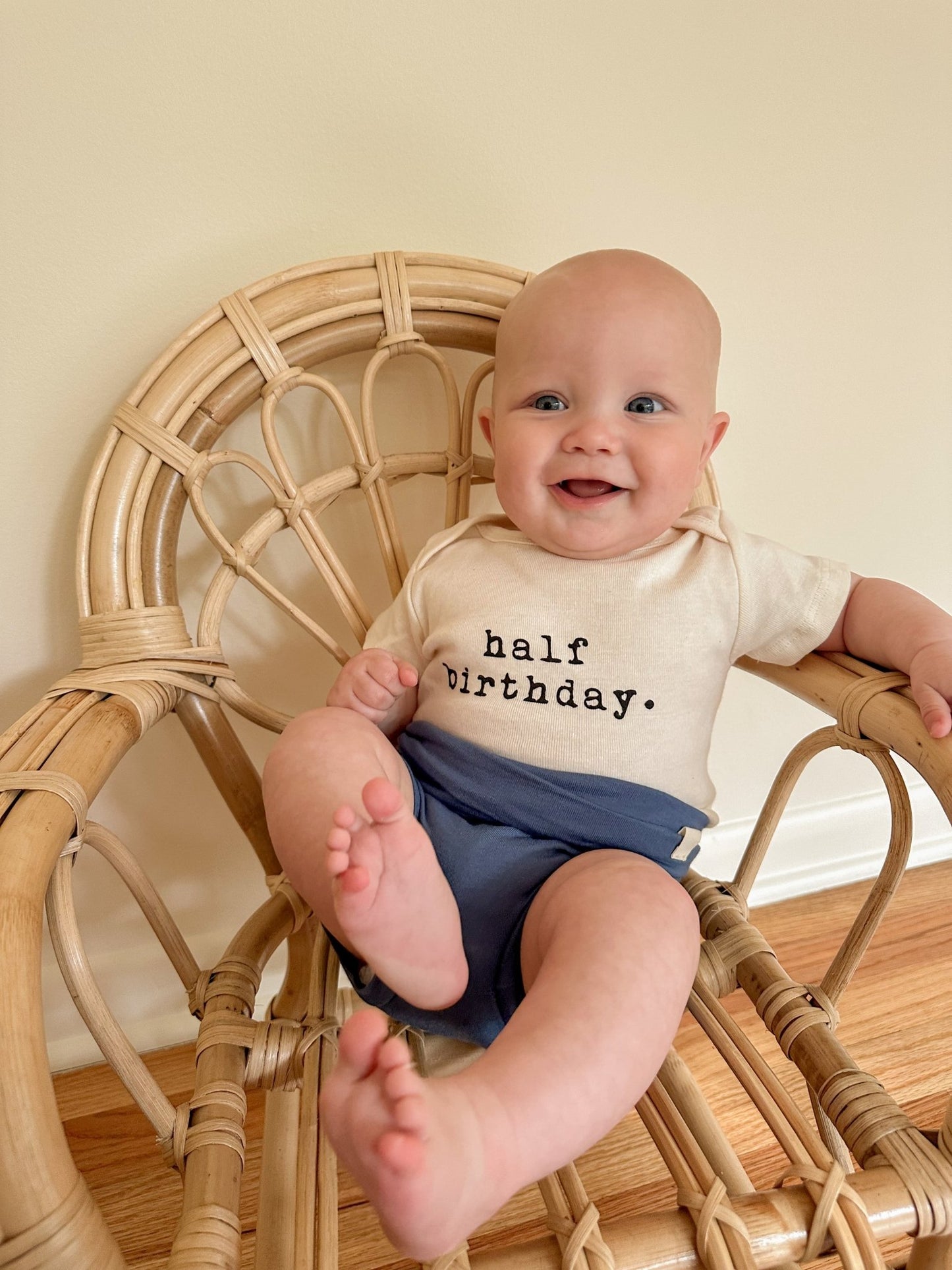 Baby half birthday. Organic Cotton Bodysuit - Tenth & Pine - Short Sleeve Onesie - 0 - 3M