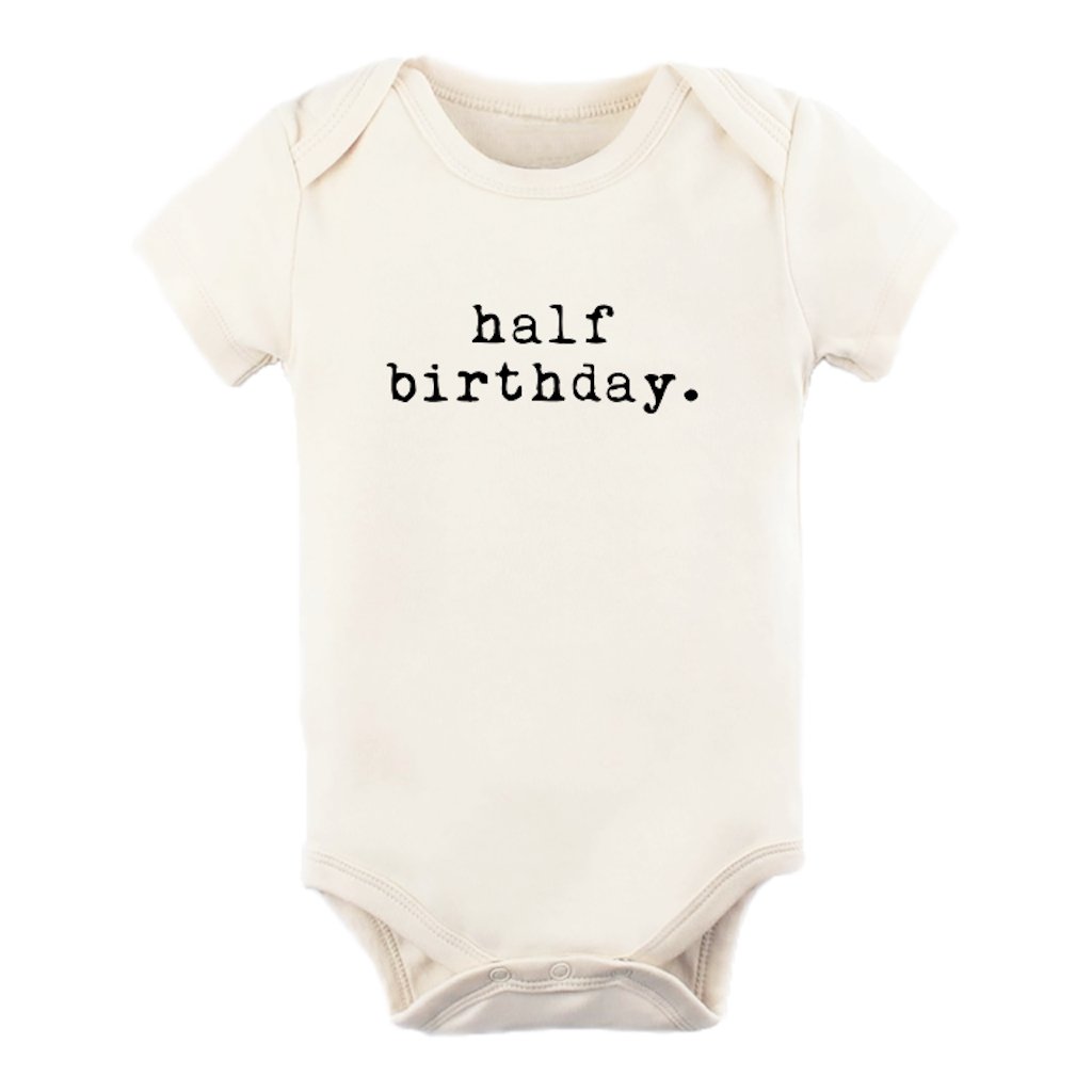 Baby half birthday. Organic Cotton Bodysuit - Tenth & Pine - Short Sleeve Onesie - 0 - 3M