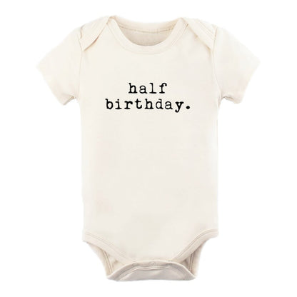 Baby half birthday. Organic Cotton Bodysuit - Tenth &amp; Pine - Short Sleeve Onesie - 0 - 3M