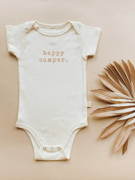 Happy Camper Clay Organic Cotton Short Sleeve Baby Bodysuit - Tenth & Pine - Short Sleeve Onesie - 0 - 3M - Tenth & Pine