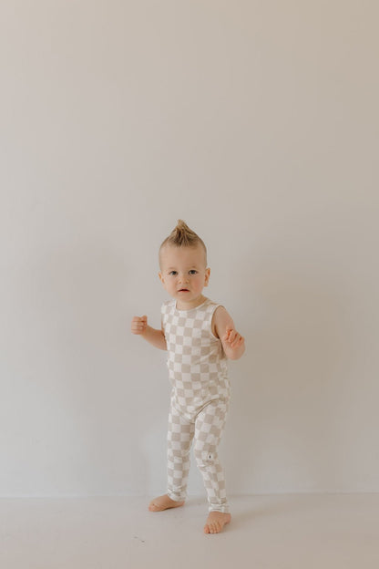 Harem Bamboo Romper | Checkerboard - Tenth & Pine - Romper - Newborn - forever french baby