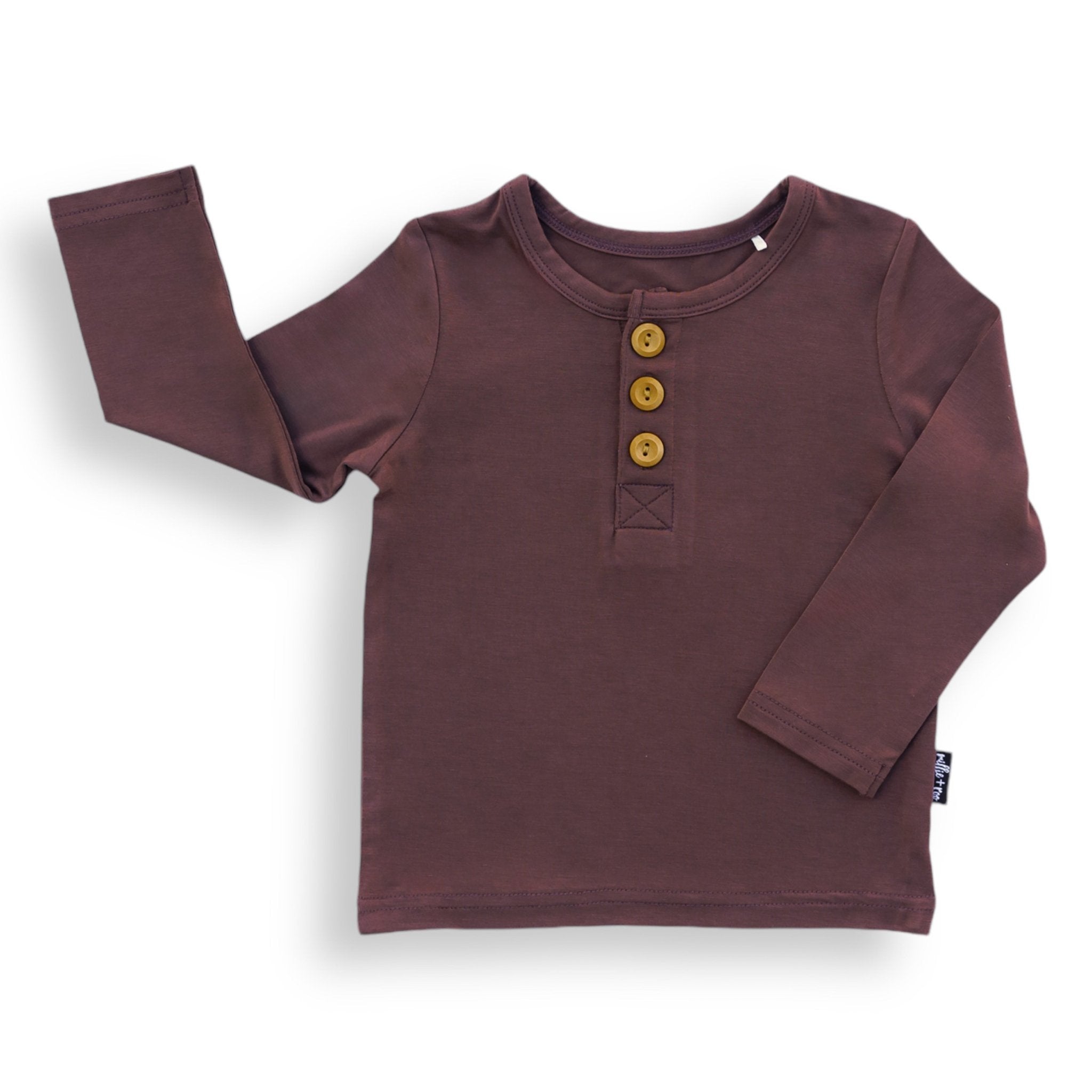 HENLEY LONG SLEEVE - Black Cherry - Tenth &amp; Pine - henley long sleeve - 0/6m