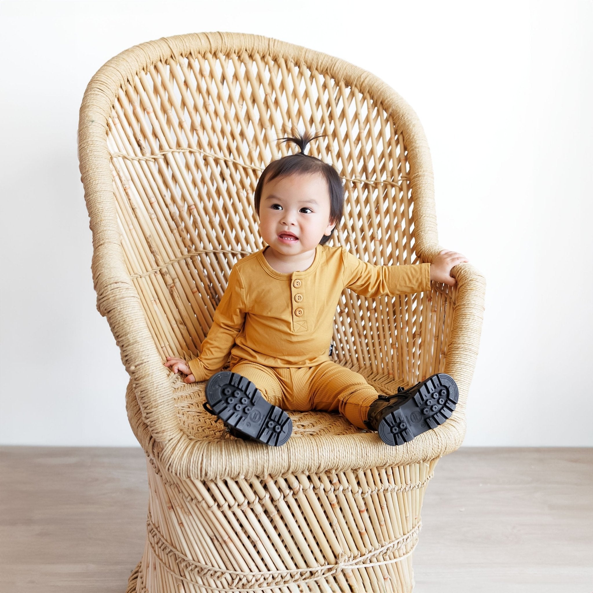 HENLEY LONG SLEEVE - Honey Mustard - Tenth &amp; Pine - henley long sleeve - 0/6m